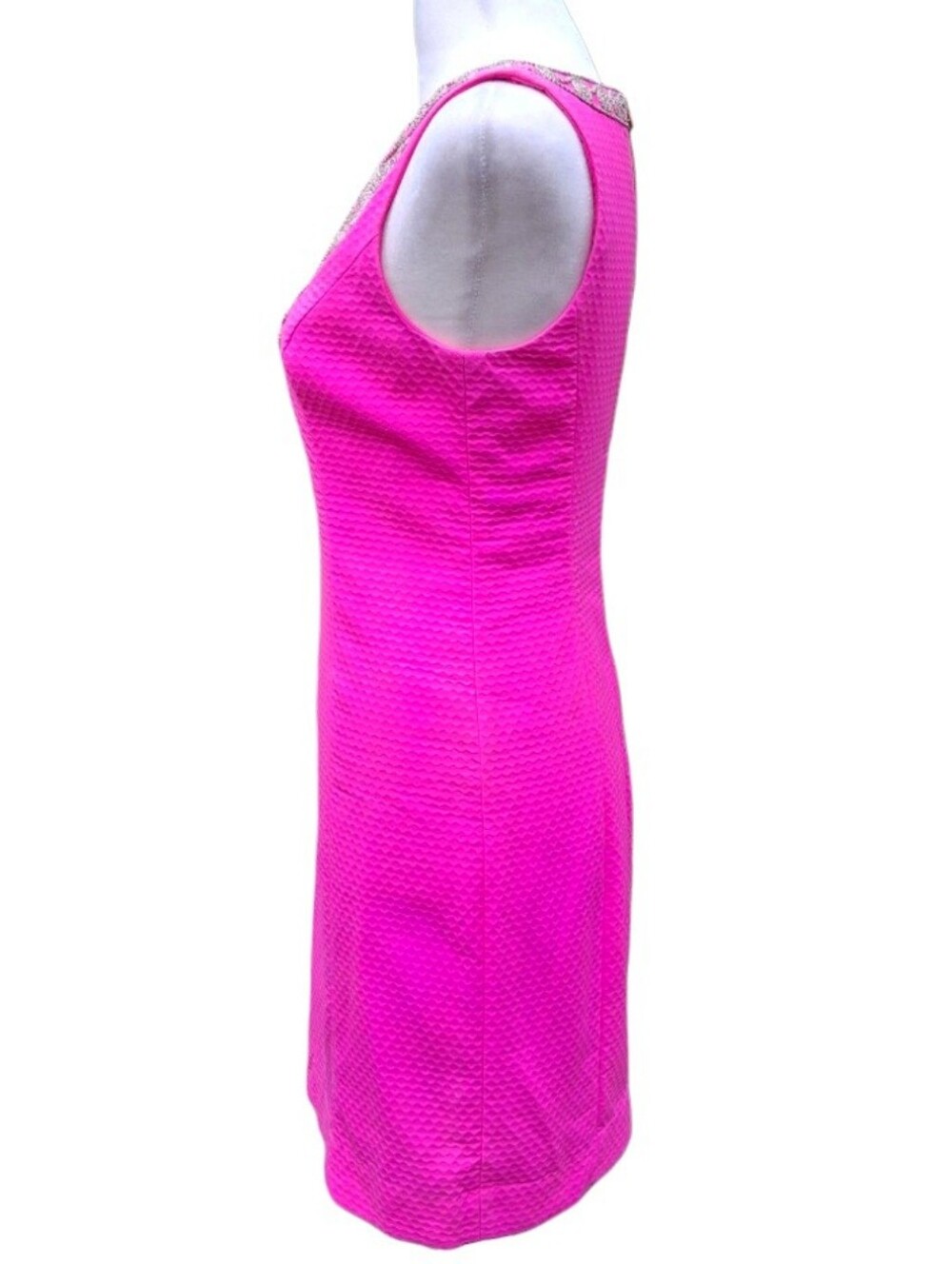 Lilly Pulitzer Gabby Shift Dress Pop Pink Metallic Gold Embroidery Size 0 - Picture 7 of 15